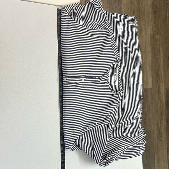 Niko And… Striped Button Down Shirt Women’s Long‎ Sleeve Artsy Cotton Navy Japan - Picture 14 of 16